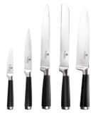 6-dielna sada nerezových nožov v drevenom stojane Berlinger Haus Metallic Line Black Royal Collection