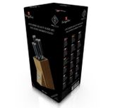 6-dielna sada nerezových nožov v drevenom stojane Berlinger Haus Metallic Line Black Royal Collection