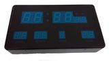 Multifunkčné digitálne hodiny s modrými číslicami
