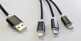 Nabíjací kábel USB 3v1 látkový
