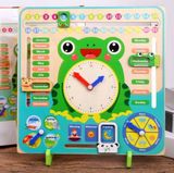 Detský drevený vzdelávací kalendár s hodinami v angličtine