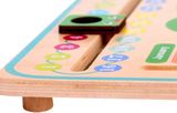 Detský drevený vzdelávací kalendár s hodinami v angličtine