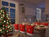 Vianočný návlek na stoličku - Santa Claus 6ks