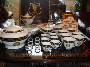 DA VINCI GOLD VERSACE - Luxusný porcelánový 57 dielny set black