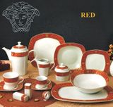 DA VINCI GOLD VERSACE - Luxusný porcelánový 57 dielny set red