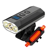 Hliníkové nabíjateľné LED svetlo na bicykel + zadné svetlo