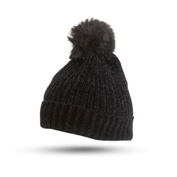 Hrubá zimná čiapka s brmbolcom - čierna