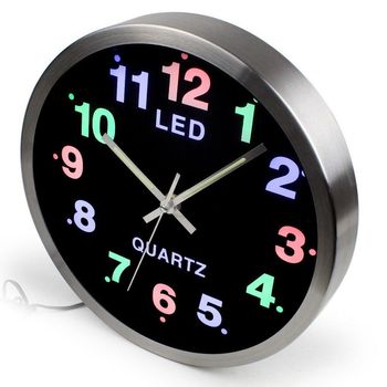 Nástenné hodiny s farebným LED osvetlením