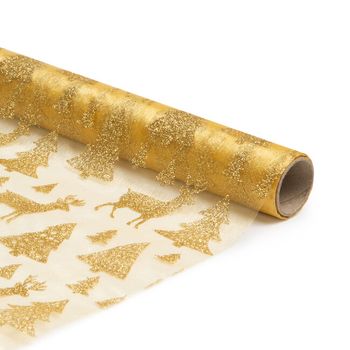 Vianočný behúň na stôl - zlatý 180 x 28 cm