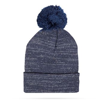Zimná pletená čiapka - modrá trblietavá s brmbolcom