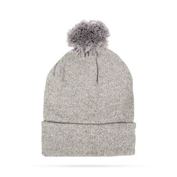 Zimná pletená čiapka - sivá s brmbolcom