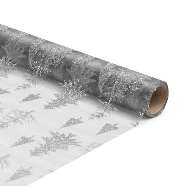 Vianočný behúň na stôl - sivý / strieborný 180 x 28 cm