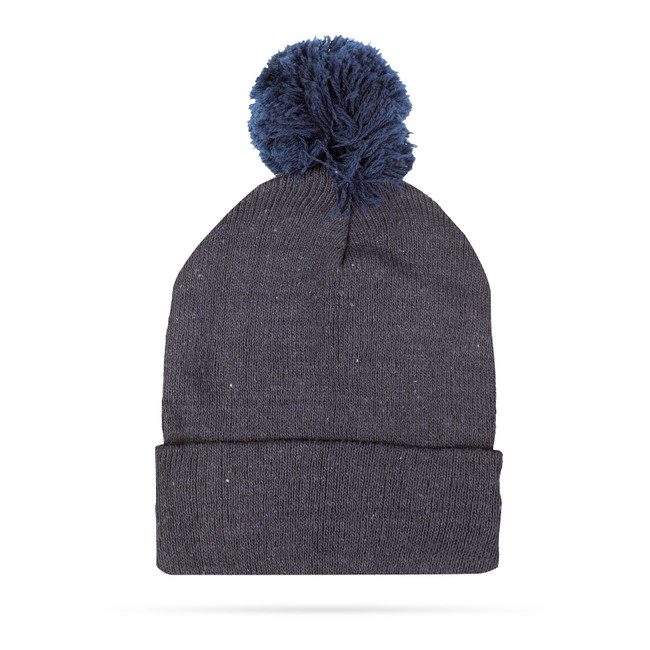 Zimná pletená čiapka - modrá s brmbolcom